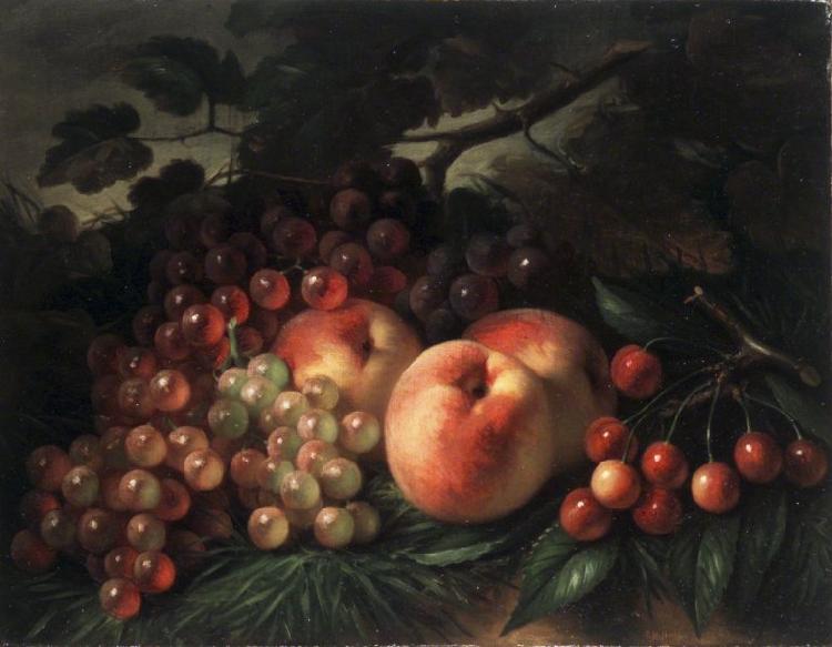 George Henry Hall Peaches Grapes and Cherries Germany oil painting art